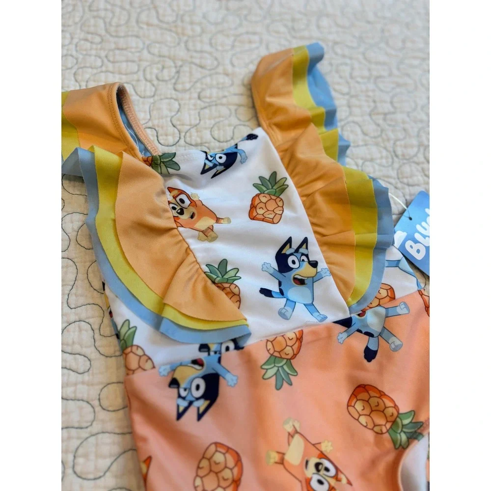 Bluey Bingo Pineapple Ruffle One Piece Swimsuit Girls 2T